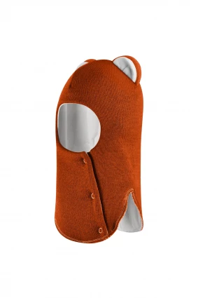 Зимняя шапочка шлем Corona.hm "Мисс Львица" на кнопках оранж