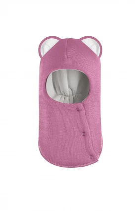 Зимняя шапочка шлем Corona.hm "Мисс Львица" на кнопках пыльно-розовый