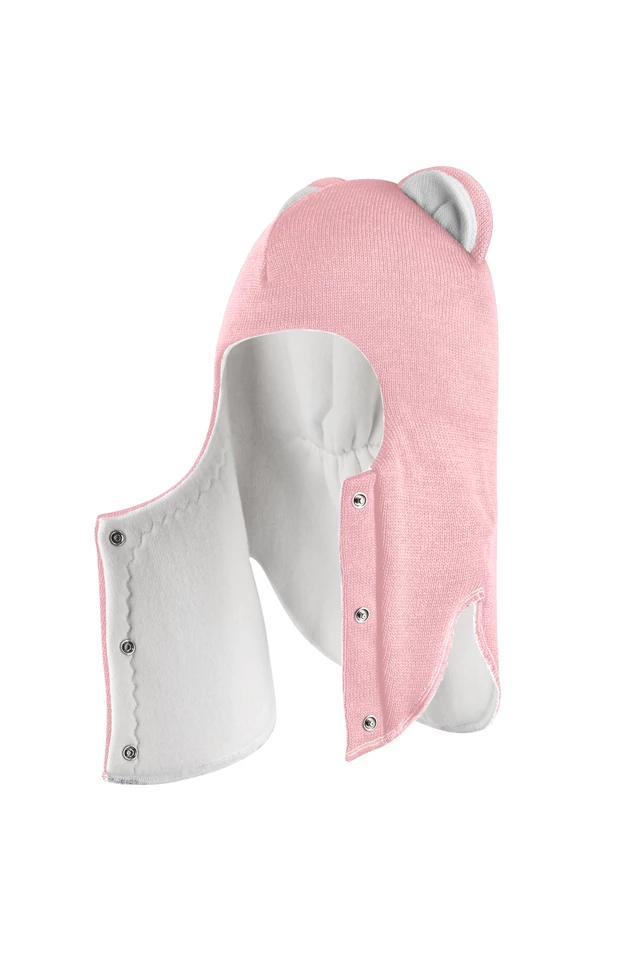 Зимняя шапочка шлем Corona.hm "Мисс Львица" на кнопках розовый