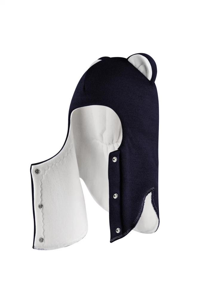 Зимняя шапочка шлем Corona.hm "Мисс Львица" на кнопках синий