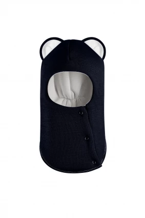 Зимняя шапочка шлем Corona.hm "Мисс Львица" на кнопках синий бархат