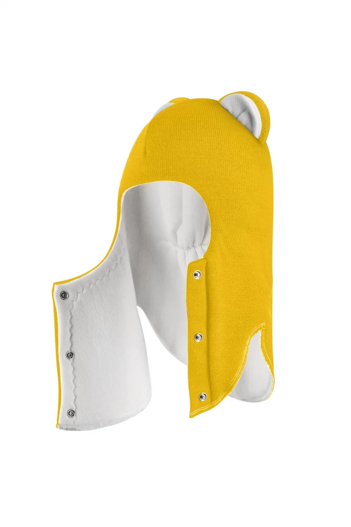 Зимняя шапочка шлем Corona.hm "Мисс Львица" на кнопках солнце