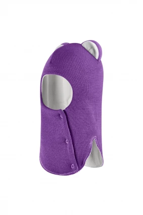 Зимняя шапочка шлем Corona.hm "Мисс Львица" на кнопках фиалка