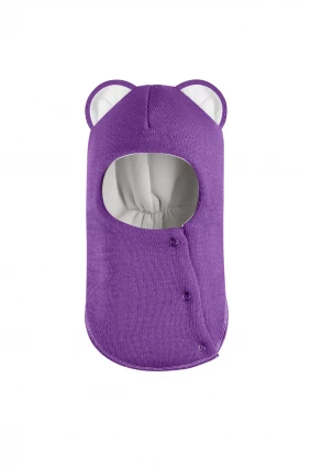 Зимняя шапочка шлем Corona.hm "Мисс Львица" на кнопках фиалка