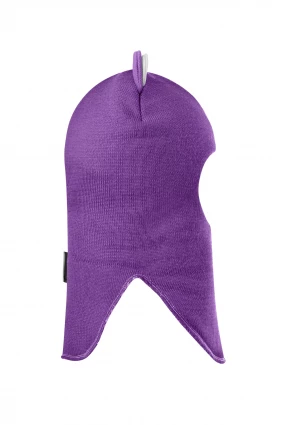 Зимняя шапочка шлем Corona.hm "Мисс Львица" на кнопках фиалка