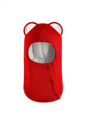 Зимова шапочка-шолом Corona.hm "Міс Левиця"  із кнопками  червоний