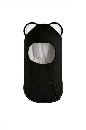 Зимняя шапочка шлем Corona.hm "Мисс Львица" на кнопках черный