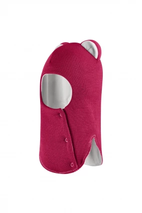 Зимняя шапочка шлем Corona.hm "Мисс Львица" на кнопках ягодный