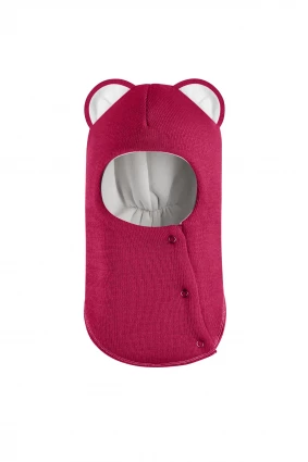 Зимняя шапочка шлем Corona.hm "Мисс Львица" на кнопках ягодный