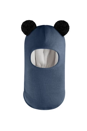 Зимова шапочка-шолом Corona.hm "Пандочка з чорними помпонами" джинс