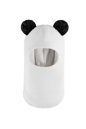 Зимова шапочка-шолом Corona.hm "Пандочка з чорними помпонами" молоко