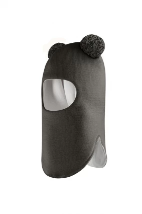 Зимова шапочка-шолом Corona.hm "Пандочка з помпонами МЕЛАНЖ" графіт