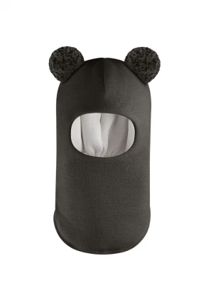 Зимова шапочка-шолом Corona.hm "Пандочка з помпонами МЕЛАНЖ" графіт