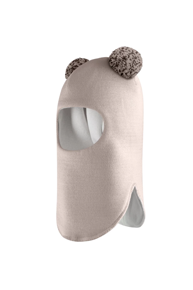 Зимова шапочка-шолом Corona.hm "Пандочка з помпонами МЕЛАНЖ" капучіно