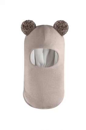 Зимова шапочка-шолом Corona.hm "Пандочка з помпонами МЕЛАНЖ" капучіно