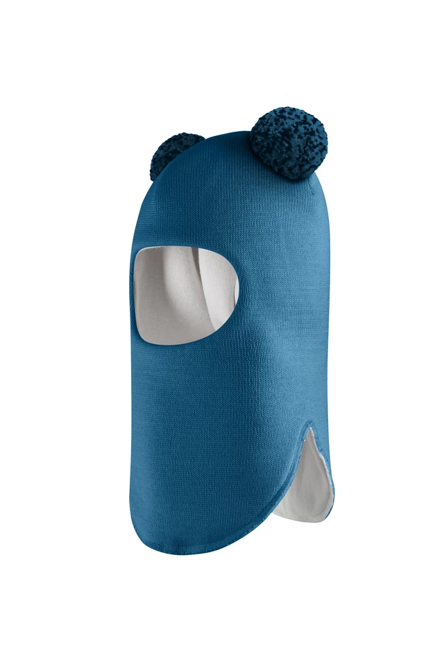 Зимова шапочка-шолом Corona.hm "Пандочка з помпонами МЕЛАНЖ" морська хвиля