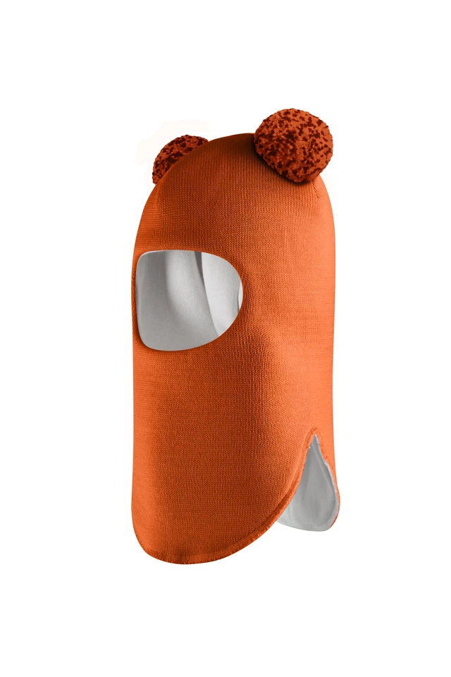 Зимняя шапочка шлем Corona.hm "Пандочка с помпонами МЕЛАНЖ" оранж