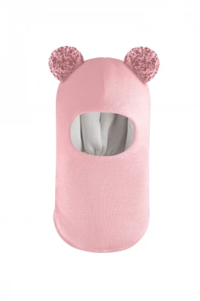Зимова шапочка-шолом Corona.hm "Пандочка з помпонами МЕЛАНЖ" рожевий
