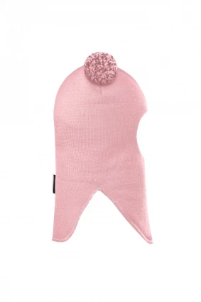 Зимняя шапочка шлем Corona.hm "Пандочка с помпонами МЕЛАНЖ" розовый