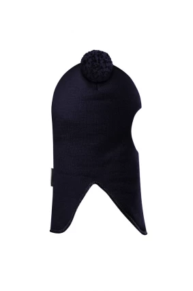 Зимова шапочка-шолом Corona.hm "Пандочка з помпонами МЕЛАНЖ" синій