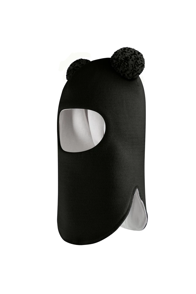 Зимняя шапочка шлем Corona.hm "Пандочка с помпонами МЕЛАНЖ" черный