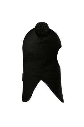 Зимняя шапочка шлем Corona.hm "Пандочка с помпонами МЕЛАНЖ" черный