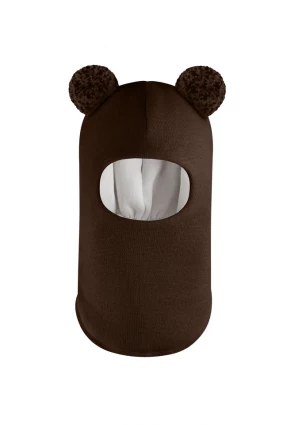 Зимова шапочка-шолом Corona.hm "Пандочка з помпонами МЕЛАНЖ" шоколад