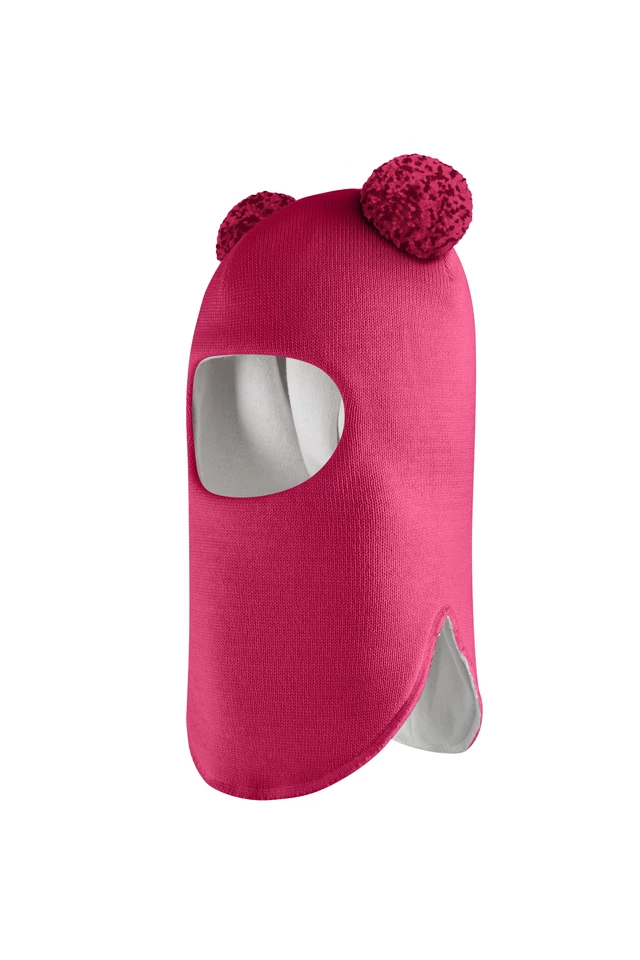 Зимова шапочка-шолом Corona.hm "Пандочка з помпонами МЕЛАНЖ" ягідний