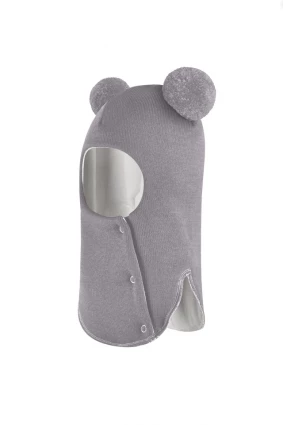 Зимняя шапочка шлем Corona.hm "Пандочка" на кнопках дымка