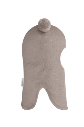 Зимова шапочка-шолом Corona.hm "Пандочка"  із кнопками  капучіно
