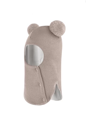 Зимняя шапочка шлем Corona.hm "Пандочка" на кнопках латте