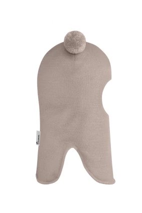 Зимняя шапочка шлем Corona.hm "Пандочка" на кнопках латте