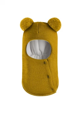 Зимова шапочка-шолом Corona.hm "Пандочка"  із кнопками  медовий