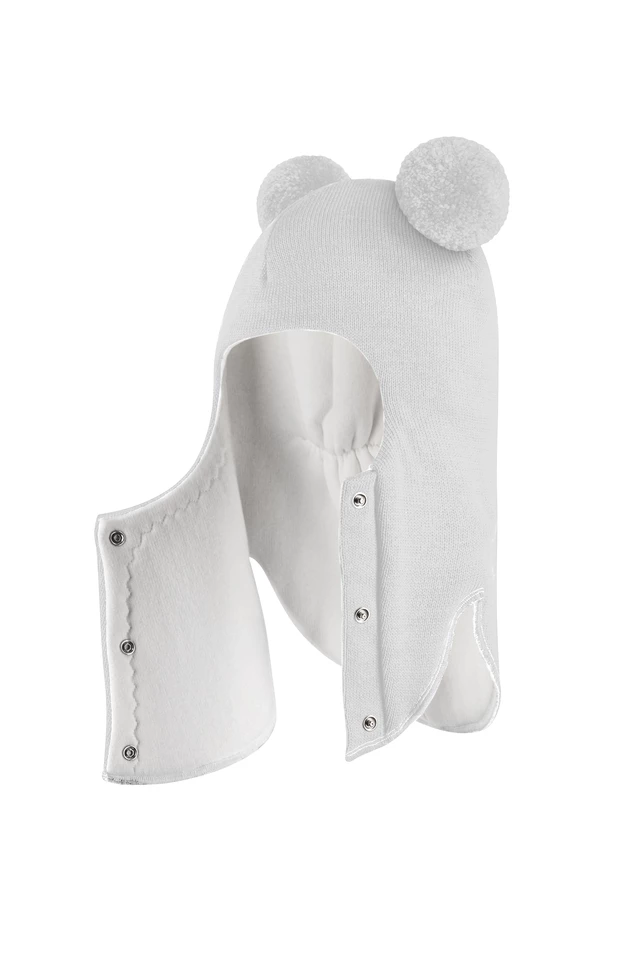 Зимняя шапочка шлем Corona.hm "Пандочка" на кнопках молоко