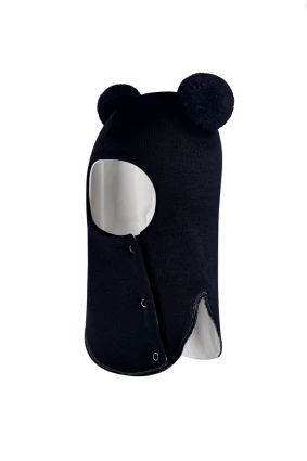 Зимова шапочка-шолом Corona.hm "Пандочка"  із кнопками  синій оксамит