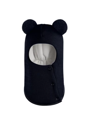Зимова шапочка-шолом Corona.hm "Пандочка"  із кнопками  синій оксамит