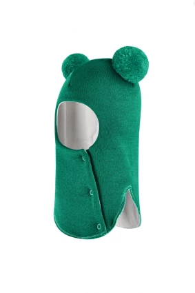 Зимова шапочка-шолом Corona.hm "Пандочка"  із кнопками  смарагд