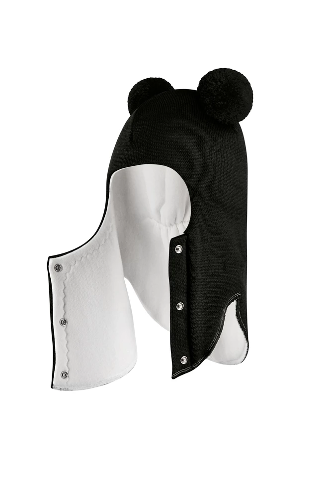 Зимова шапочка-шолом Corona.hm "Пандочка"  із кнопками чорний