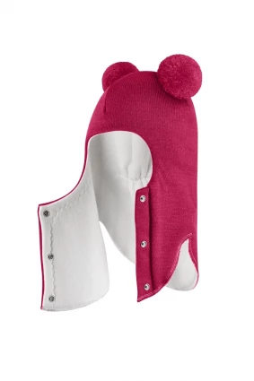 Зимова шапочка-шолом Corona.hm "Пандочка"  із кнопками ягідний