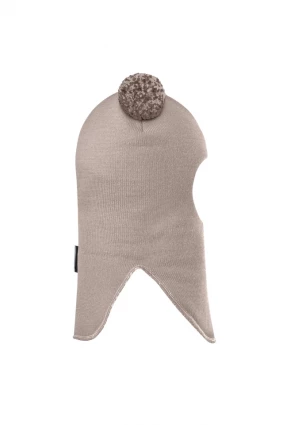 Зимова шапочка-шолом Corona.hm "Пандочка з помпонами МЕЛАНЖ" на кнопочках лате