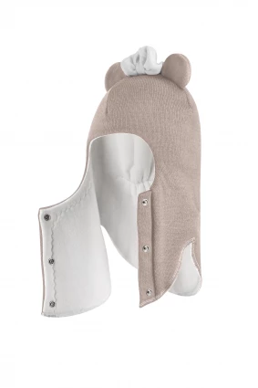 Зимняя шапочка шлем Corona.hm "Мисс Минни" на кнопочках латте