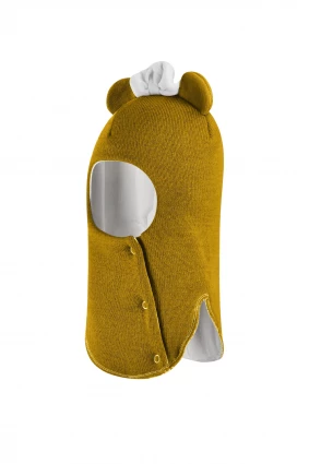 Зимняя шапочка шлем Corona.hm "Мисс Минни" на кнопочках медовый