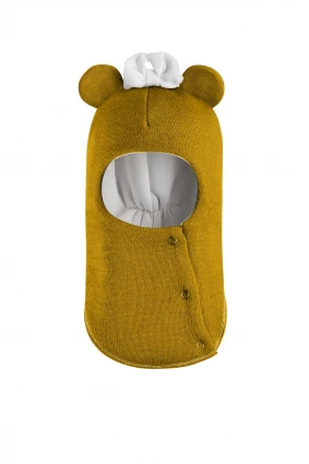 Зимняя шапочка шлем Corona.hm "Мисс Минни" на кнопочках медовый