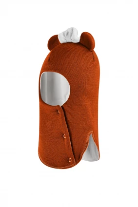 Зимняя шапочка шлем Corona.hm "Мисс Минни" на кнопочках оранж