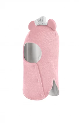 Зимняя шапочка шлем Corona.hm "Мисс Минни" на кнопочках розовый