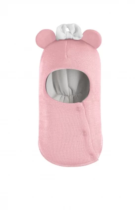 Зимняя шапочка шлем Corona.hm "Мисс Минни" на кнопочках розовый