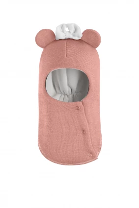 Зимова шапочка-шолом Corona.hm "Міс Мінні" з кнопочками пудра