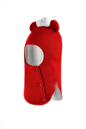 Зимняя шапочка шлем Corona.hm "Мисс Минни" на кнопочках красный