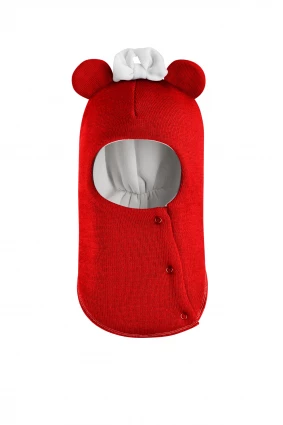 Зимняя шапочка шлем Corona.hm "Мисс Минни" на кнопочках красный
