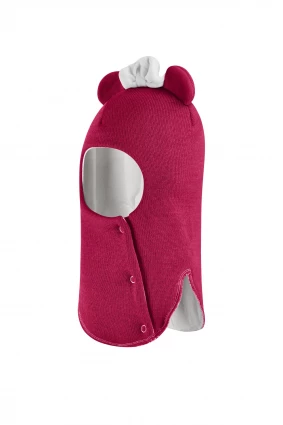 Зимняя шапочка шлем Corona.hm "Мисс Минни" на кнопочках ягодный